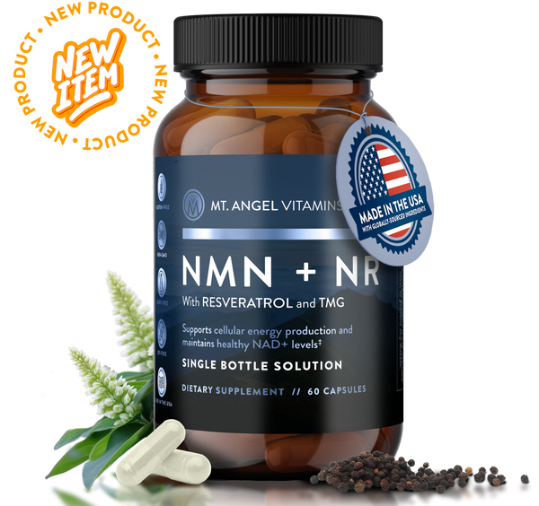 NMN + NR Anti-Aging Supplement – Boost NAD+ Levels, Support DNA Repair, Mitochondrial Health & Longevity – with Resveratrol, TMG, BioPerine® & Zinc – 60 Capsules